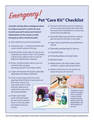 AWLA - Pet Care Kit Checklist