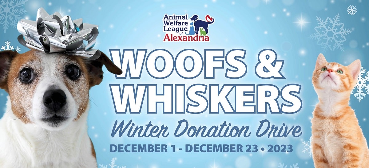 AWLA Woofs and Whiskers, Winter Donation Drive, December 1 to 23, 2023